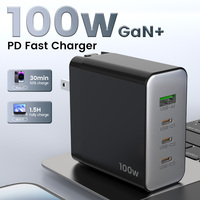 Chargeur GaN TKT 100W QC3.0 OEM ODM avec protection universelle, triple charge rapide Type-C USB-A pour téléphone, ordinateur portable, écouteurs, appareil photo