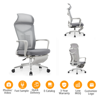 Chaise de bureau ergonomique à dossier haut en maille avec repose-pieds, soutien lombaire réglable, inclinable et pivotante, chaise de direction pour ordinateur