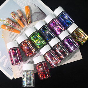 12 Colors Holographic Autumn Maple Leaf Nail Glitter <b>Sequins</b> Iridescent Flakes for Nail Decoration - Product Image 3