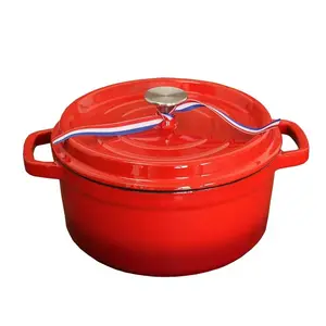 24cm Household Multifunction Red Dutch Oven Non-Stick Pan Enameled Pot Slow Cooker