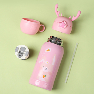 Botella de agua aislada al vacío de acero inoxidable con cuernos creativos de 20oz para niños Diseño de dibujos animados de regreso a la escuela para niños - Product Image 5