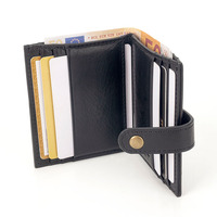 Dompet tempat kartu pria, dompet kulit asli ukiran kustom sederhana