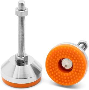 Piedi in gomma di livellamento filettati placcato in nichel M12 5cm di diametro regolabile in altezza per attrezzature da officina mobili da esterno antiscivolo - Product Image 2
