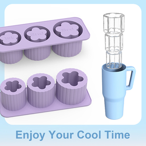 Custom Eco-Friendly Ice Cream <b>Maker</b> Compatible 40-ounce for Cups Silicone Hollow Cylindrical Mold with Lid Freezer Safe - Product Image 3