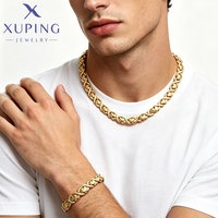 Joyería Xuping al por Mayor, Conjunto de Joyería de Moda con Cadena de Eslabones en Forma de Corazón, Chapado en Oro de 14K, para Mujer y Hombre, Collar y Pulsera