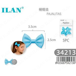 Fermagli per capelli Ilan Bow Ties 3,5 cm x 2,5 cm azzurro chiaro per bambini, set da 5 pezzi - Product Image 1