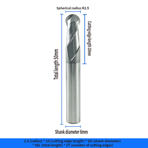 <span class=keywords><strong>DLC</strong></span> revêtement carbure 2 4 cannelures boule fraise en bout pour acier acier inoxydable matrice acier réfractaire alliage - Product Image 5