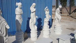 Statues en marbre blanc naturel grandeur nature personnalisées de haute qualité Statue quatre saisons Sculpture de dame en marbre avec base - Product Image 6