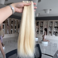 Extensions de cheveux humains lisses, mèches de cheveux blondes et multicolores nouées à la main, tissages de cheveux 100 % naturels pour salon