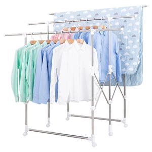 Closet Storage Metal clothes <b>rack</b>, wardrobe organizer, standing <b>drying</b> <b>rack</b>, 3 extendable hanging rods, - Product Image 5
