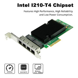 Quad Port PCI Gigabit Ethernet Wired Server Network Card I210-T4 RJ45 <b>LAN</b> NIC <b>Adapter</b> for NAS NVR Industrial Stock I210-T4 - Product Image 5