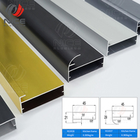 Profils de cadre en métal pour porte de vitrine en alliage d'aluminium 6063 T5 de qualité professionnelle pour application en cuisine