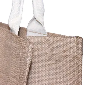 Eco-friendly Jute Natural Color Cotton Handle Shopping Bag