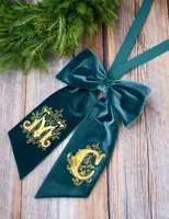 Personalisierter Weihnachtskranz Schleife aus Baumwollsamt mit Stickerei Handgefertigte Feiertagsdekoration für Hochzeit und Party