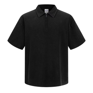 <span class=keywords><strong>Polo</strong></span> a manica corta vintage lavata in maglia waffle tinta a cera con cerniera YKK, personalizzabile, all'ingrosso - Product Image 6
