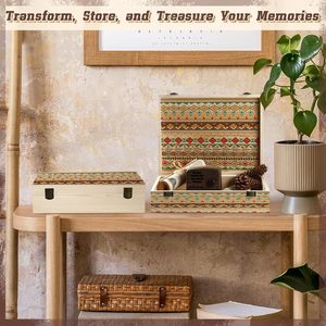 Unfinished Wooden <strong>With</strong> <strong>Lid</strong> 12"x9"x3.1" <strong>Decorative</strong> <strong>Storage</strong> Keepsake Boxes Memory Boxes Natural Pine Wood <strong>Box</strong> for Crafts - Product Image 4