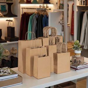 Eco-Friendly Natural Brown Kraft <b>Paper</b> Bags with Handle Wholesale <b>Biodegradable</b> Gift Packaging for Pillow Use Custom Logo - Product Image 1