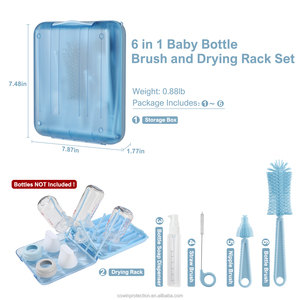 Escurrebotellas 6 en 1 con Patente de EE. UU. y la UE, Cepillo de Limpieza de Silicona para Biberones, Estante de Almacenamiento de Cocina, Escurridor de Biberones Portátil - Product Image 5