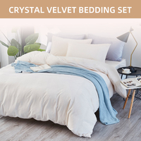 Parure de lit quatre pièces en velours cristal avec housse de couette, drap-housse et taies d'oreiller pour la maison et l'hôtellerie, chaude pour l'hiver, vente en gros