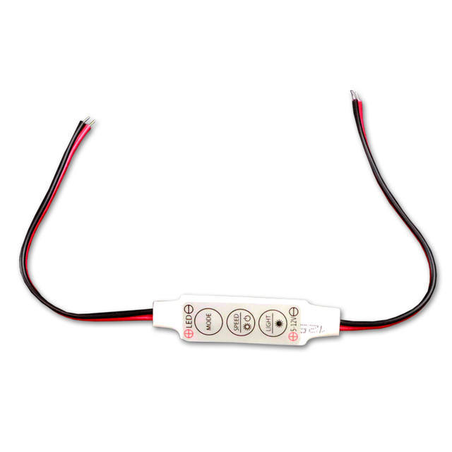 DC5V 12V Mini Single Color or RGB Color LED Light Dimmers LED 3key Controller with Customized Connector Plug