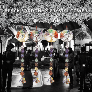 Venta al por mayor: Torre de cristal de sardónix negro pulido Kindfull, cristal curativo natural, tendencia de moda budista, arte coleccionable, decoración del hogar. - Product Image 2