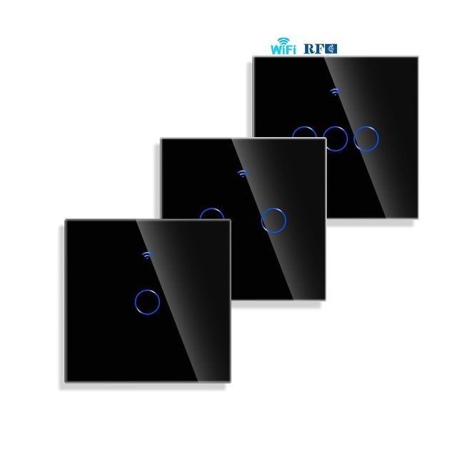 Touchmi Wholesale1/2/3/4gang Wifi RF433 Touch Switch Alexa Alice Voice Remote Control 220V Led Wall Light Tuya Smart Switch
