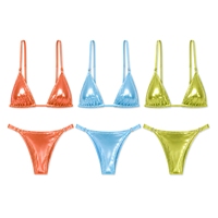 Maillot de bain bikini triangle multicolore en métal recyclé, design personnalisé OEM, respectueux de l'environnement, avec liens latéraux, pour femme, fabrication en usine