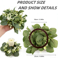 Couronne de bougies en eucalyptus écologique, décoration de table pour Pâques et mariages, verdure artificielle, porte-verre à vin, vente en gros