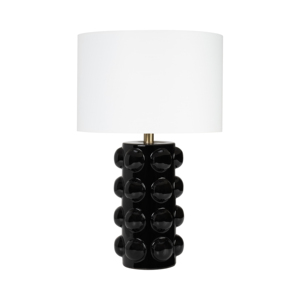 Lampada da tavolo in ceramica con base a bolle, finitura nera lucida, per l'arredamento di camera da letto e soggiorno - Product Image 3