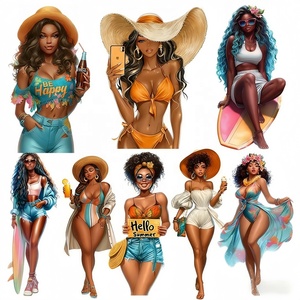 Transferencias Térmicas Personalizadas al por Mayor para <span class=keywords><strong>Camisetas</strong></span> con Colores Brillantes, Diseño de Chica Negra <span class=keywords><strong>en</strong></span> Verano, Listas para Prensado, Impresión <span class=keywords><strong>DTF</strong></span> - Product Image 3
