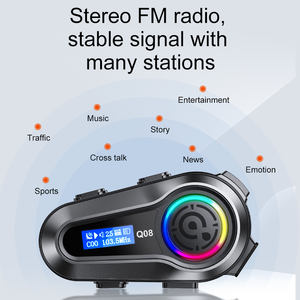 ชุดหูฟังบลูทูธสำหรับหมวกกันน็อค รุ่นยอดนิยม Q08 พร้อมจอ LCD แฮนด์ฟรี สำหรับรถจักรยานยนต์ รองรับ OEM/ODM เล่นเพลงได้ - Product Image 4