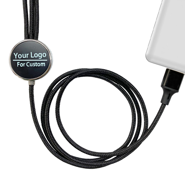 3-in-1  Logo LED 1.2m Charging Cable Multi-Function  Tangle-Free Nylon Braided & Copper Wire for IPhone, Android, Samsung