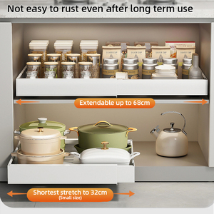 Thiết kế mới dưới bồn rửa đựng thức ăn kệ mở rộng trượt lưu trữ nhà bếp Giỏ trượt kéo ra khỏi tủ - Product Image 3