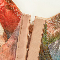 Haut imprimé à fines bretelles avec anneau en acier et ceinture ajustée, en tissu mélangé de fibres de polyester, style gilet, corset et bustier, pour la mode féminine