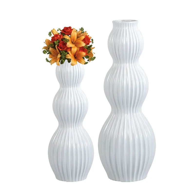 Новая коллекция домашнего декора, Цветочная ваза из смолы, глянцевая белая Цветочная ваза высокого класса