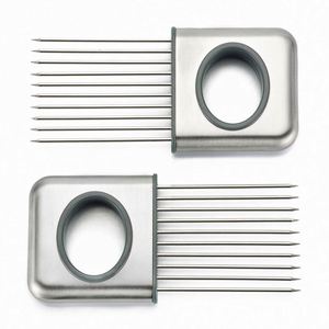 Stainless Steel Onion Slicer Easy-to-Use <b>Vegetable</b> & Fruit <b>Cutter</b> Green Onion & Tomato Blossom <b>Cutter</b> Kitchen Tools Assistant - Product Image 1