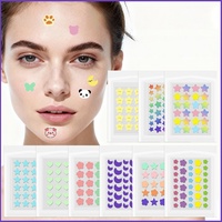 Patchs Hydrocolloïdes Imperméables Anti-Acné pour le Visage, Traitement Localisé des Imperfections, Motifs Animaux Arc-en-ciel et Dessins Animés