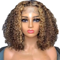 OEM AliExpress Meilleures ventes : Ensemble de perruques courtes en dentelle, nouveau modèle africain, petites boucles noires, couleur piano, en stock, livraison directe
