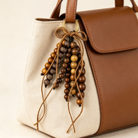 Porte-clés pour femme, breloque de sac, avec motifs grain de fruit, gland, cône de pin, clochette, sur cordon en cuir, style bohème, forêt, vintage, cadeau pour elle