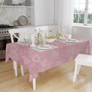 90*140 cm Non-toxic Easy Clean Stain-resistant Heart Pattern 3D(Embossed) PEVA Plastic Tablecloth For Banquet Party Picnic