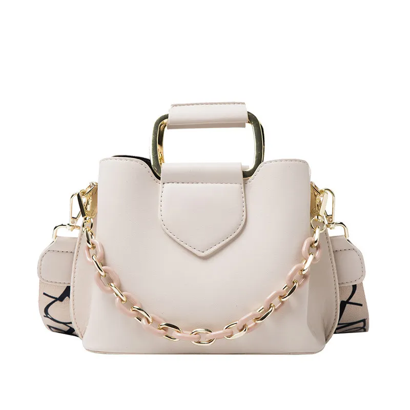 Bolso de mano con cadena para mujer, bandolera de piel sintética con adorno de cadena, diseño elegante y bonito