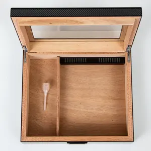 Scatola di sigari di lusso in legno di cedro humidor Set regalo scatola per uomo in legno fatta a mano in vetro Humidor per sigari per la reumidificazione