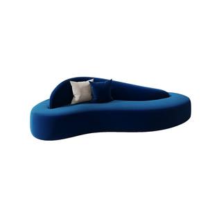 Curved Double-Sided <b>Sofa</b> Blue Velvet High-Density Foam Hotel <b>Sofa</b> For <b>Small</b> Apartment Reception Area - Product Image 5