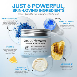 Baume Fouetté au Suif et au Miel GHK-Cu Marque Blanche pour le Soulagement de l'Eczéma, Peptide de Cuivre Bleu, Crème <span class=keywords><strong>Visage</strong></span> OEM ODM pour la Restauration de la Barrière Cutanée - Product Image 4