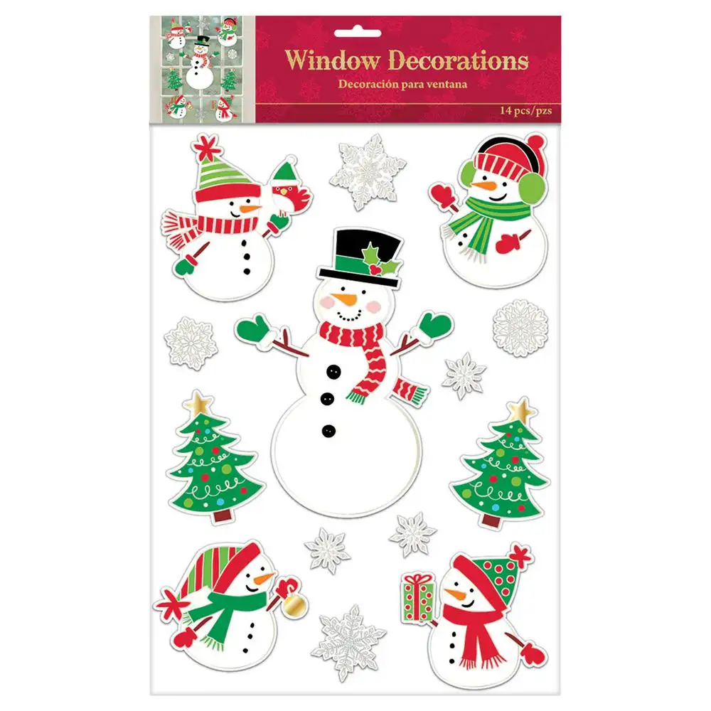 Custom Christmas Window Clings stickers Reusable Non-Adhesive Window Cling Decoration static decals holiday sticker