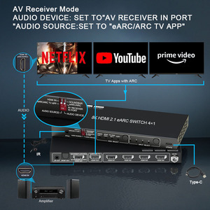 Bộ chuyển đổi <span class=keywords><strong>HDMI</strong></span> 8K 2.1 với chức năng tách âm thanh EARC, 4 vào 1 ra, hỗ trợ SONOS ARC hoặc bộ thu <span class=keywords><strong>AV</strong></span>, SPDIF, EDID, dành cho loa soundbar - Product Image 4