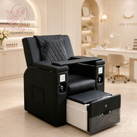 Fauteuil de pédicure électrique de luxe pour salon de manucure, avec massage du dos, spa pour les pieds et plateau de manucure pliable