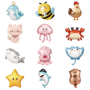 Globos de Aluminio con Diseño de Animales Marinos para Fiestas de Cumpleaños, Decoración de Fiesta, Tiburón, Cangrejo, Pez Diablo, Dibujos Animados - Product Image 1