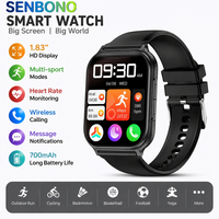 Montre connectée SENBONO Y1 TFT à écran tactile complet, moniteur de sommeil, étanche IP67, modes multisports, unisexe, charge magnétique, Android IOS