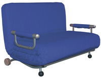 Canapé-lit convertible en tissu rouge, pliable et inclinable, avec cadre en fer et roulettes, pour la maison ou le bureau